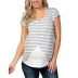 Stitching Short Sleeve Striped Breastfeeding Maternity Tops NSHYF116745