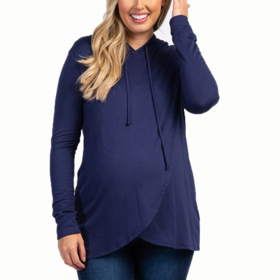 Long-Sleeved Hooded Breastfeeding Maternity Sweatshirt NSHYF116747