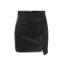 Solid Color Irregular Pu Leather A-Line Skirt NSAFS116764