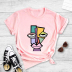 Abstract Colorblock Cartoon Face Print Short Sleeve T-Shirt NSYAY117208