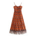 Pleated Stitching Print Slip Dress NSXFL115056