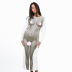 Round Neck Pullover Long-Sleeved Body Print Dress NSMG115066