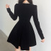 V-Neck Long-Sleeved High Waist Solid Color Velvet Dress NSSSN115201