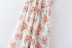 Ruffled Suspender Lace-Up Flower Print Chiffon Dress NSXFL115234