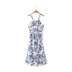 Sling Backless Lace-Up Flower Print Dress NSXFL115264