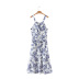 Sling Backless Lace-Up Flower Print Dress NSXFL115264