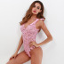 Solid Color Embroidery Lace Stitching Back Zipper One-Piece Underwear NSMDN115285