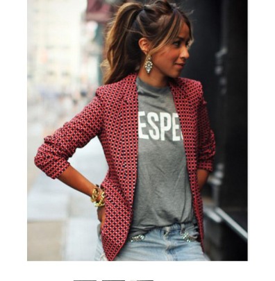 Casual Red Plaid Long-Sleeved Lapel Small Suit Jacket NSYF1142