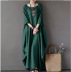 Plus Size Solid Color Loose Cotton And Linen Dress NSYF116835