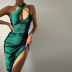 Solid Color Hollowed-Out Slit Suspender Dress NSFLY116844
