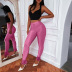 Tight-Fitting Solid Color Tassel Stitching Trousers NSFLY116852