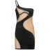 See-Through Bright Silk Stitching Tight One-Shoulder Sling Dress NSKAJ116871