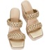One-Word Woven Twist Belt Square Head Thick Bottom Wedge Slippers NSZLX116890
