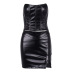 Fishbone Tube Top Slim Solid Color Pu Leather Vest And Skirt Suit NSHT116916
