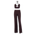 Hanging Neck Backless High Waist Slim Solid Color Top And Pant Set NSHT116922