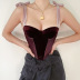 Solid Color Velvet With Herringbone Underwire And Chest Pads Strappy Camisole NSHT116931