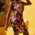 tube top tight backless floral dress NSYID117171