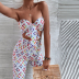print tube top backless straight leg top and trousers suit NSYID117160