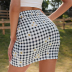 slim short floral plaid skirt NSYID117144