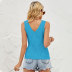 hollow v neck solid color ice silk knitted vest NSWJY118218