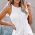 loose round neck sleeveless hollow solid color knitted vest NSWJY118221