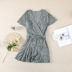 lace-up v-neck short-sleeved flower print dress NSSI118226