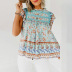 printed stitching round neck loose top NSSI118233
