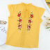 Embroidery Flower Short Sleeve V-Neck Ruffled lace-up Top NSSI118239