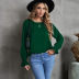 round neck ruffled-long sleeve solid color top NSSI118241