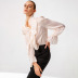 long-sleeved stand-up collar slim ruffled button-down top NSWX118277