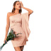 solid color One-shoulder Floating Sleeves Backless prom dress NSWX118285