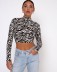 print short long-sleeved backless lace-up Top NSHFH118671