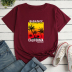 Letters Beach Landscape Print Loose short sleeve T-Shirt NSYAY122742