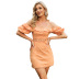 chest wrapping high waist solid color dress NSWX118314