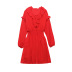 Red Long Sleeve Layered Decorative lace-up Dress NSXFL118360