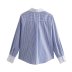 spring blue long-sleeved bow-trimmed striped shirt NSXFL118363