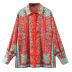 camisa suelta de manga larga con solapa y estampado rojo primavera NSXFL118367