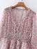 long-sleeved V-neck floral print waist-girding dress NSXFL118369