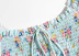 Spring Blue short-sleeved square neck Floral print top  NSXFL118371