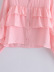 camisa a capas rosa con cuello en v de manga larga de primavera NSXFL118375