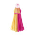 spring sleeveless halterneck lace-up color stitching dress NSXFL118377