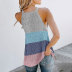 sleeveless round neck contrast color knitted vest NSWJY118382