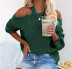 solid color long-sleeved off-the-shoulder commuter OL knitted sweater  NSWJY118383