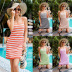 summer color matching striped knitted beach backless sling dress  NSWJY118393
