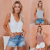 solid color sleeveless knitted ice silk V-neck beach vest  NSWJY118394