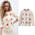 flower embroidery round neck sweater NSYJN118472