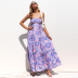 summer sleeveless tube top backless floral print lace-up dress  NSHYG118505