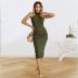sexy solid color sleeveless cross halterneck backless knitted dress  NSHYG118507