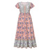 summer short-sleeved V-neck floral print dress  NSHYG118512