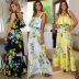 vestido de tirantes con abertura y volantes florales sexy de verano NSHYG118515